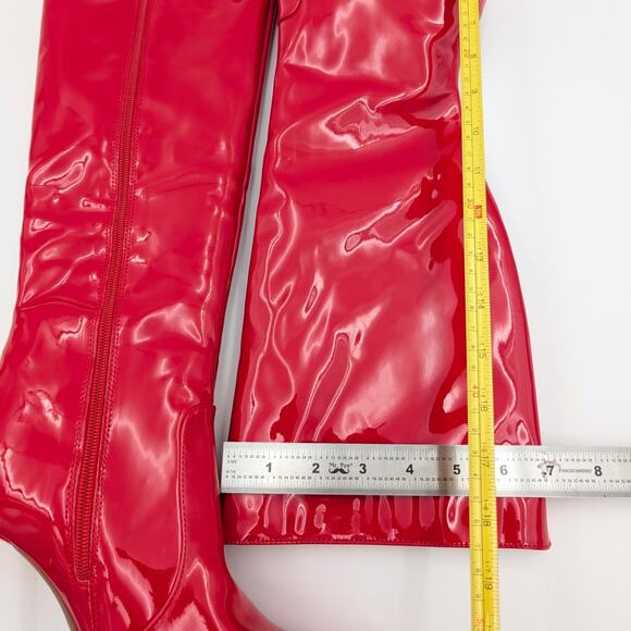 Wild Diva Lounge Leo Knee High Boot Stiletto Heel Women's Red Size US8 EU39 - Picture 6 of 12